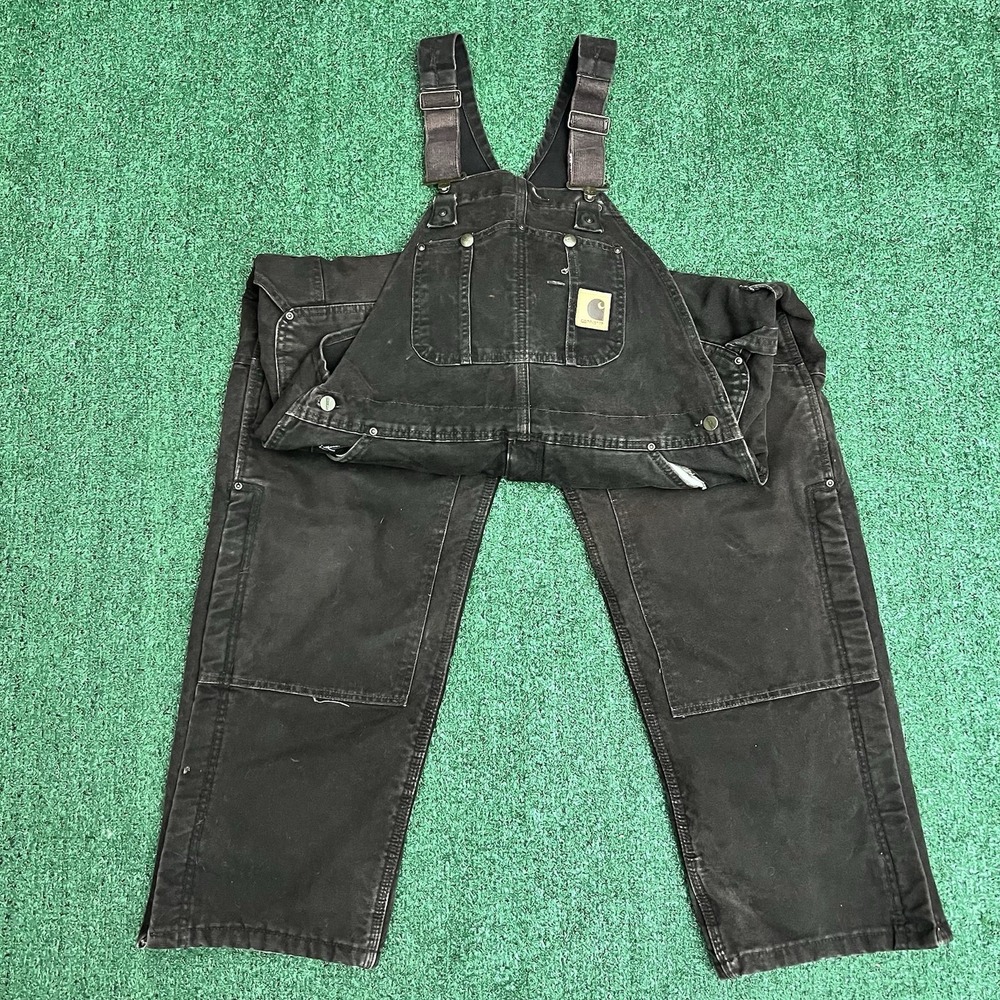 Carhartt Bibs Brown R27 DKB Double Knee Duck Canvas Men's 38x32 Overalls Grunge